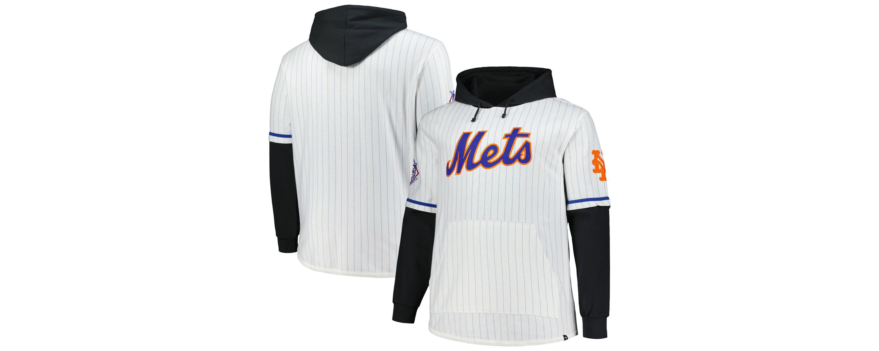 MLB New York Mets Big & Tall Pinstripe Double Header Collection Pullover Hoodie