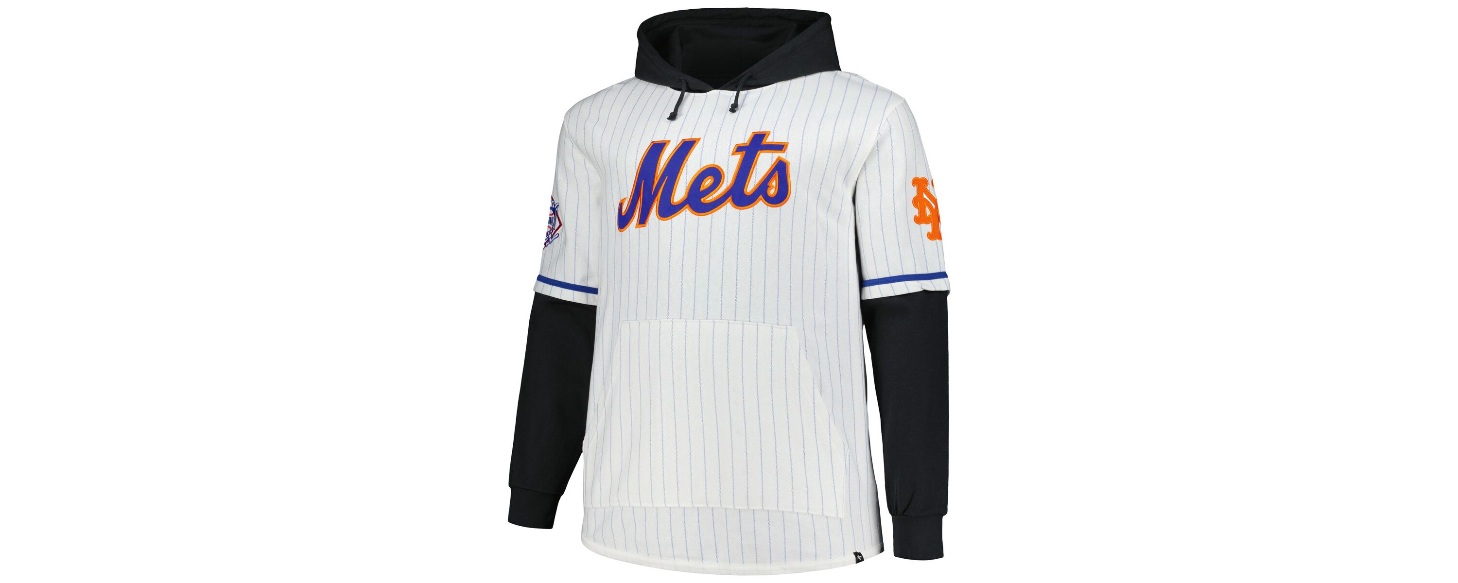 MLB New York Mets Big & Tall Pinstripe Double Header Collection Pullover Hoodie