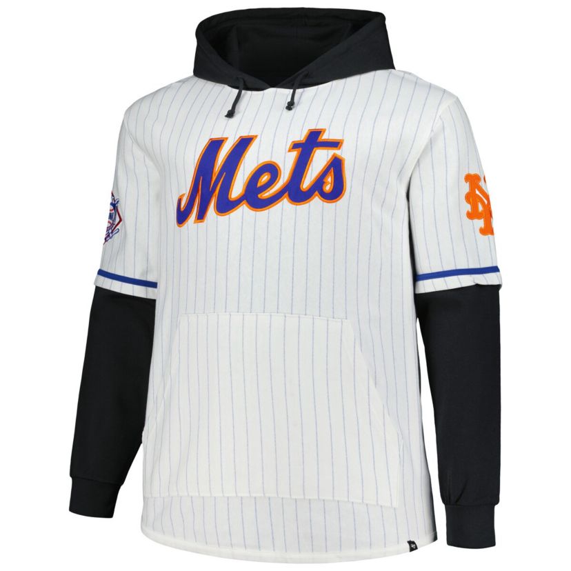 MLB New York Mets Big & Tall Pinstripe Double Header Collection Pullover Hoodie