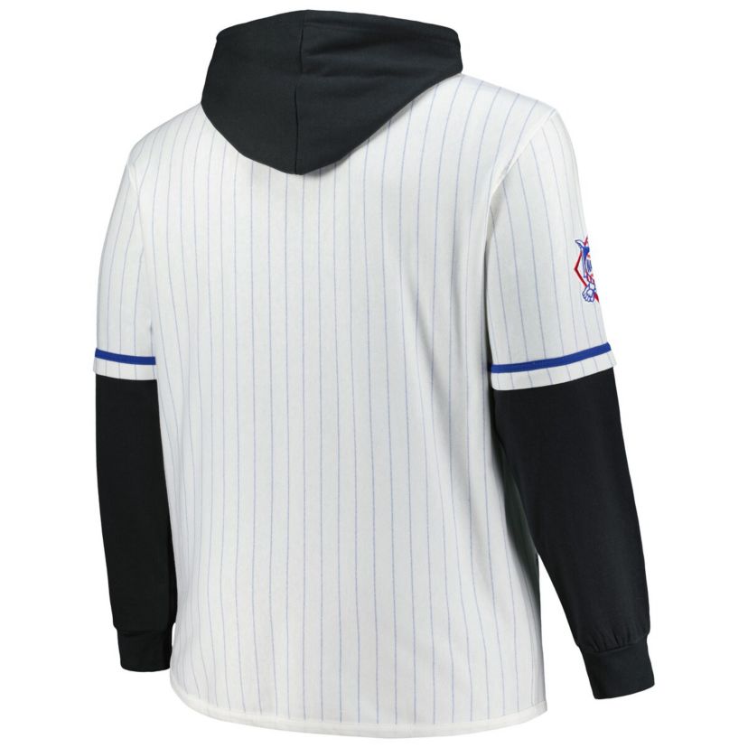 MLB New York Mets Big & Tall Pinstripe Double Header Collection Pullover Hoodie