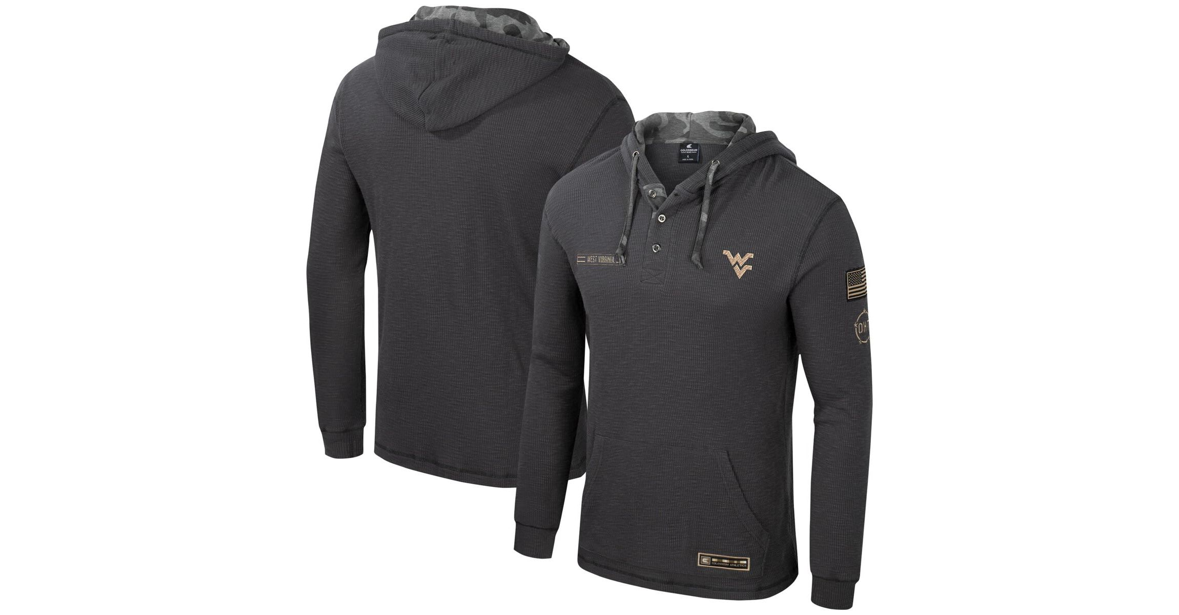 NCAA West Virginia Mountaineers OHT Military Appreciation Henley Pullover Hoodie