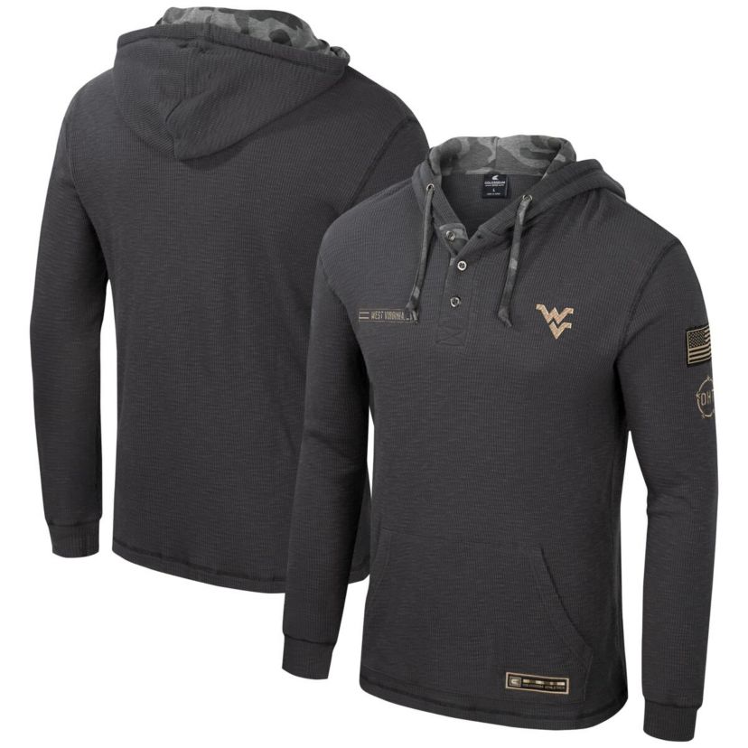 NCAA West Virginia Mountaineers OHT Military Appreciation Henley Pullover Hoodie
