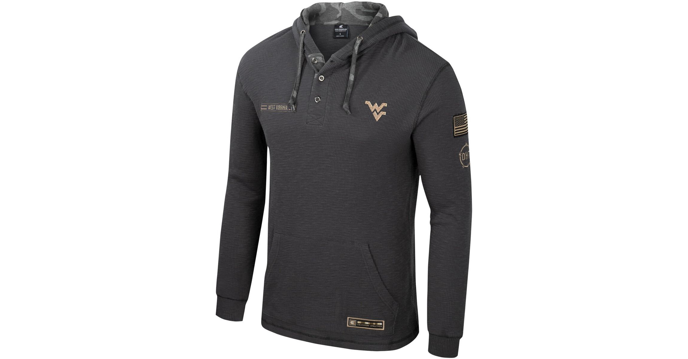 NCAA West Virginia Mountaineers OHT Military Appreciation Henley Pullover Hoodie