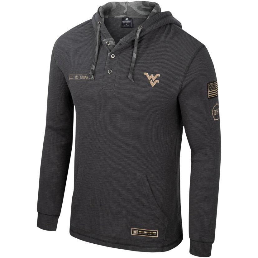 NCAA West Virginia Mountaineers OHT Military Appreciation Henley Pullover Hoodie
