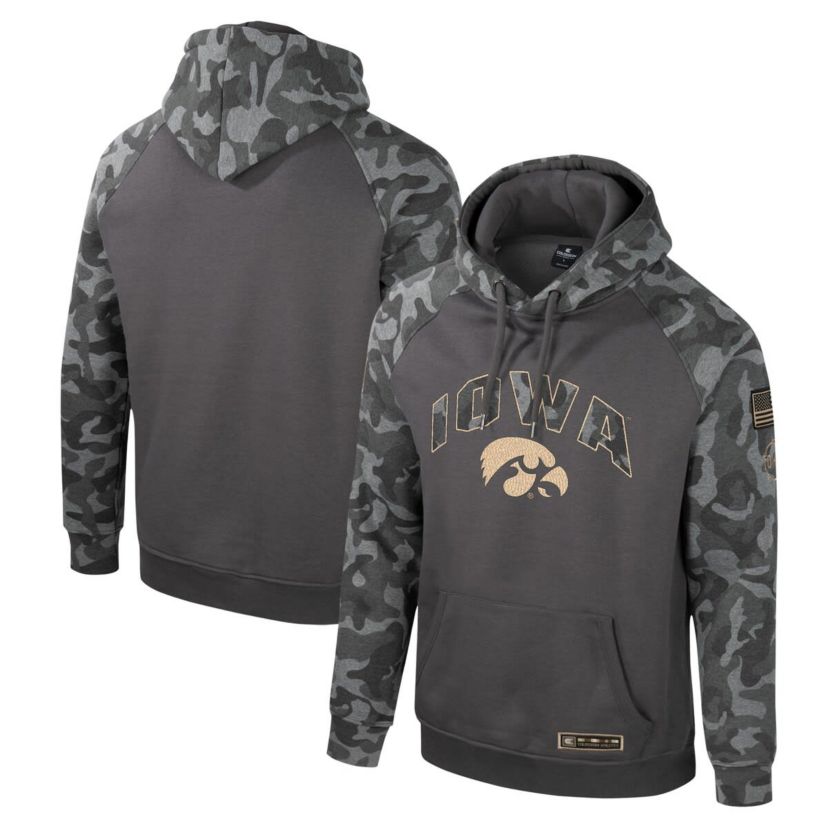 NCAA Iowa Hawkeyes OHT Military Appreciation Raglan Pullover Hoodie
