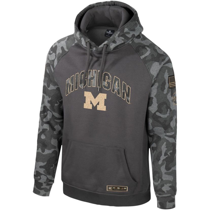 NCAA Michigan Wolverines OHT Military Appreciation Raglan Pullover Hoodie