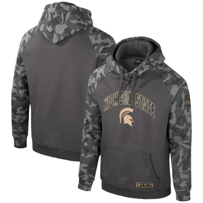 NCAA Michigan State Spartans OHT Military Appreciation Raglan Pullover Hoodie