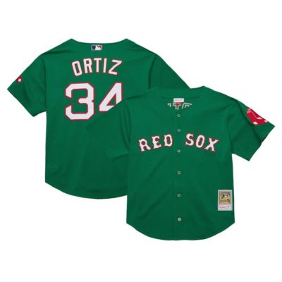 Mitchell & Ness Men's Boston Red Sox MLB David Ortiz Kelly Boston Sox Cooperstown Collection Mesh Batting Practice Jersey, Green, XL
