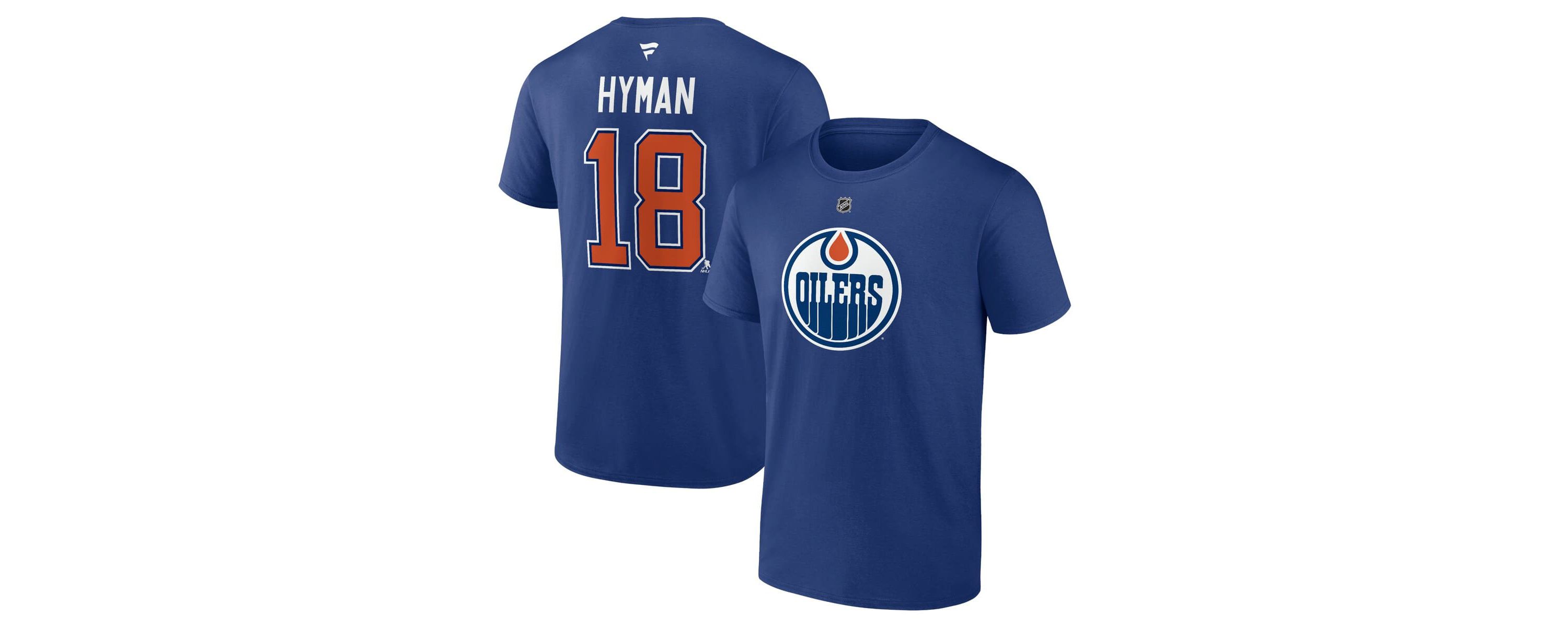NHL Fanatics Zach Hyman Edmonton Oilers Authentic Stack Name & Number T-Shirt