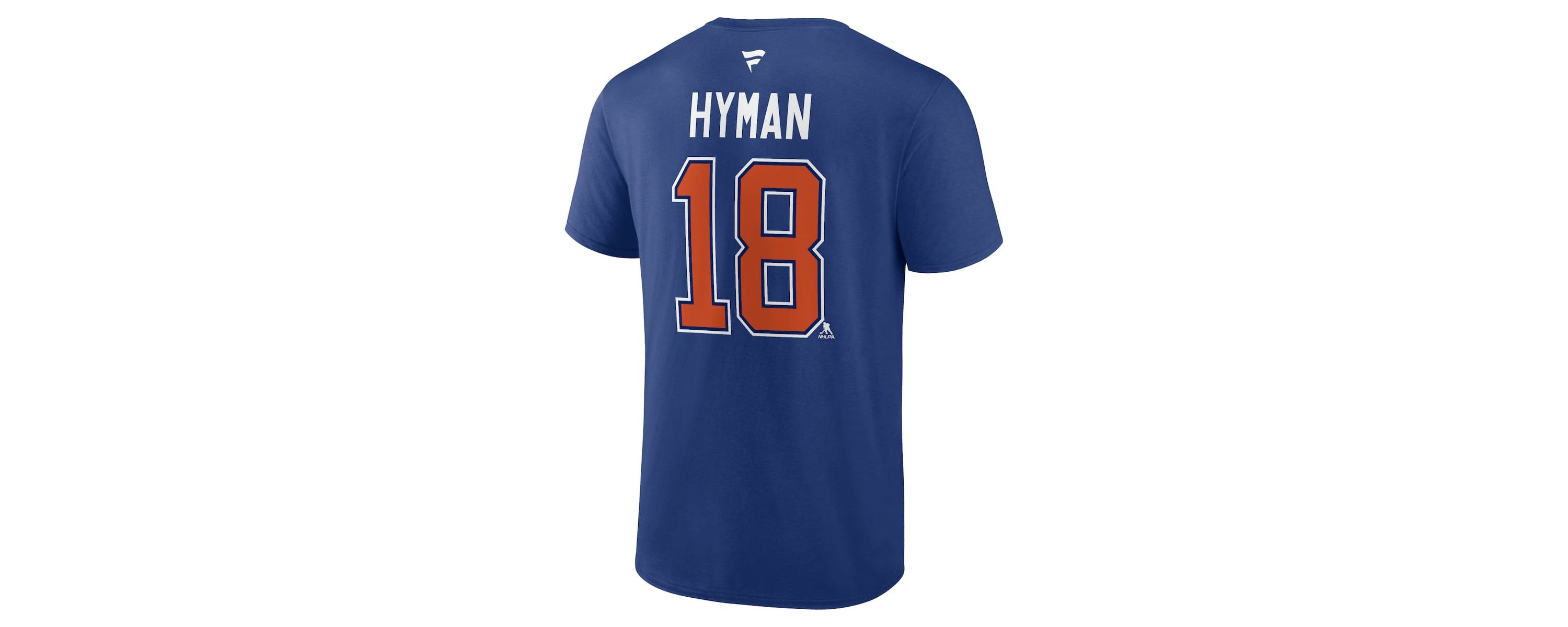 NHL Fanatics Zach Hyman Edmonton Oilers Authentic Stack Name & Number T-Shirt