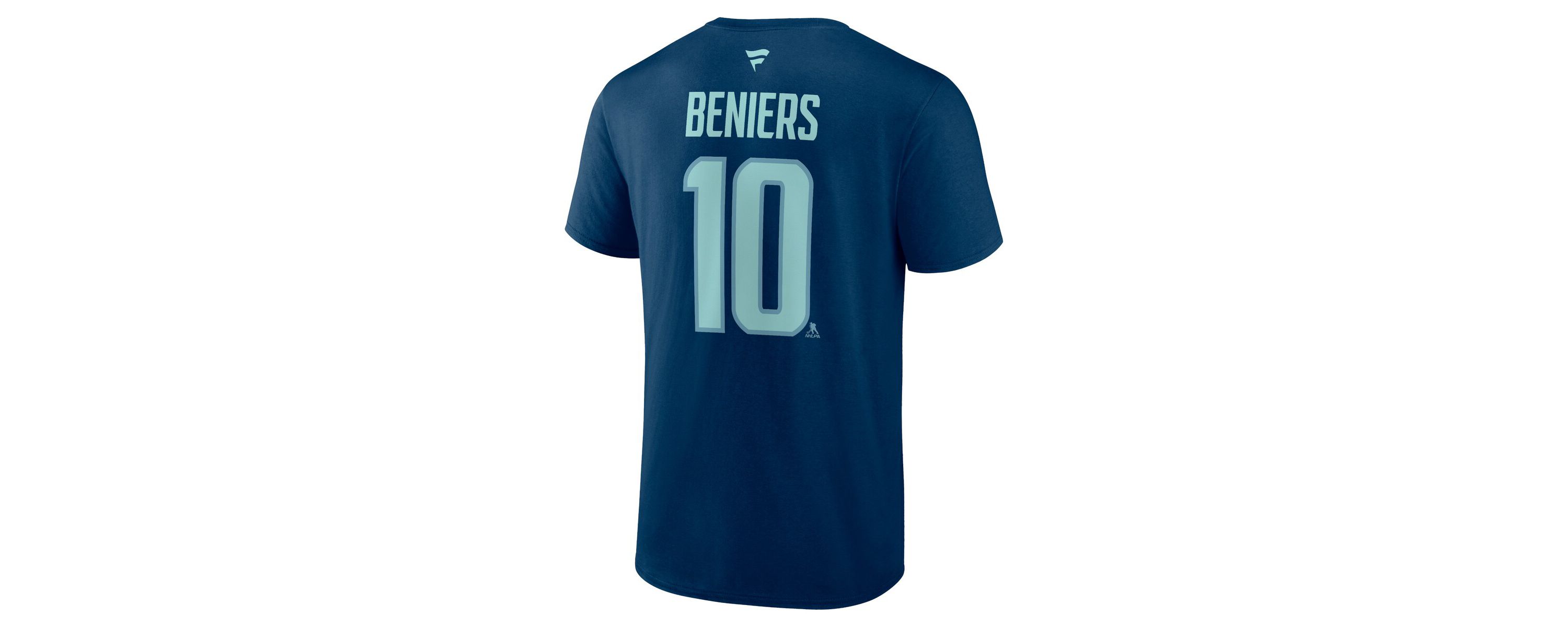 NHL Fanatics Matty Beniers Deep Sea Seattle Kraken Authentic Stack Name & Number T-Shirt