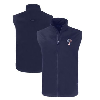 Cutter & Buck Men's MLB Philadelphia Phillies Stars & Stripes Charter Eco Recycled Full-Zip Vest, Navy Blue, 3XL