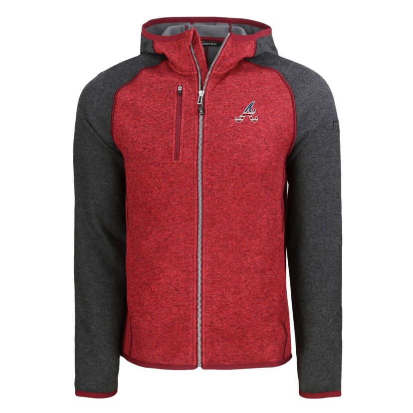 MLB Heather Red/Heather Atlanta Braves Stars & Stripes Mainsail Sweater-Knit Full-Zip Hoodie