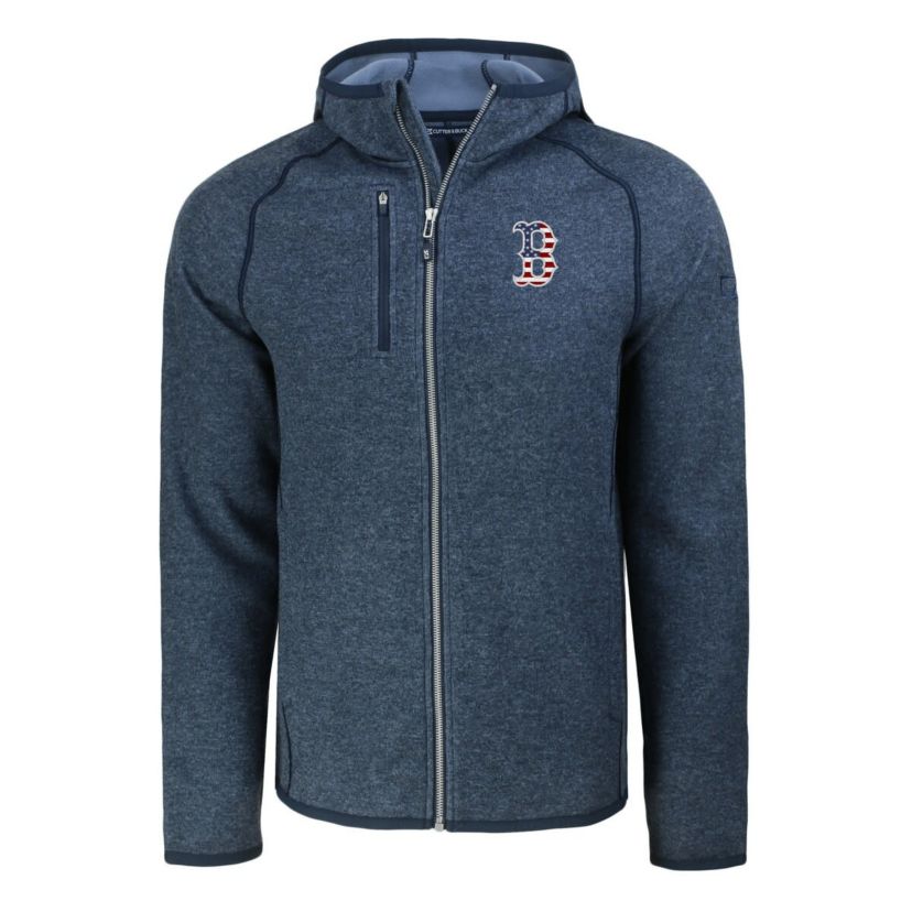Boston Red Sox MLB Heather Boston Sox Stars & Stripes Mainsail Sweater-Knit Full-Zip Hoodie