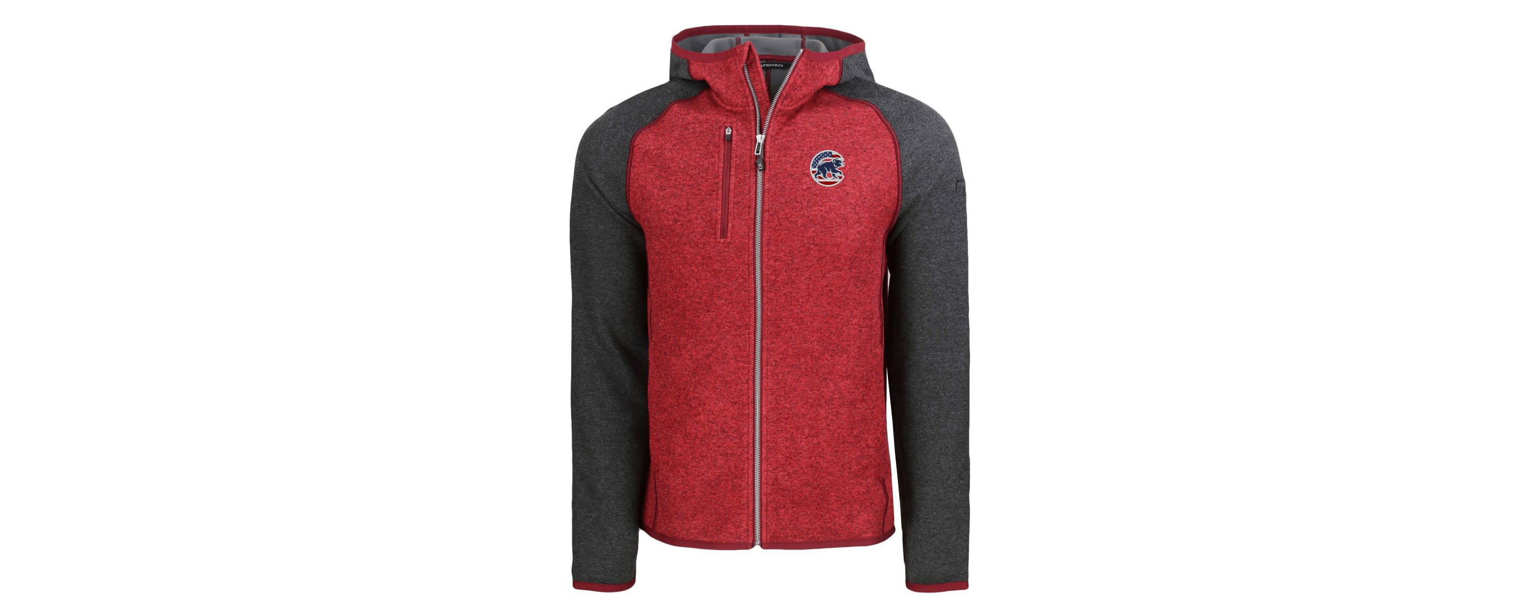 MLB Heather Red/Heather Chicago Cubs Stars & Stripes Mainsail Sweater-Knit Full-Zip Hoodie