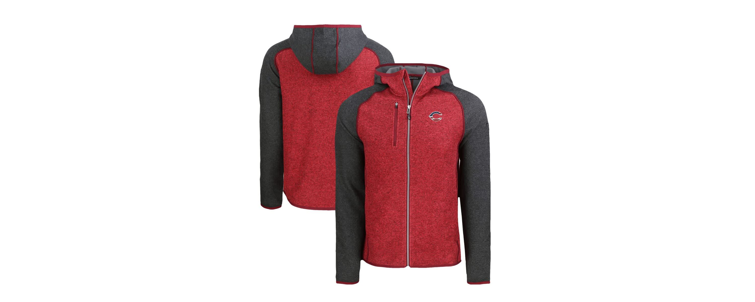 MLB Heather Red/Heather Cincinnati Reds Stars & Stripes Mainsail Sweater-Knit Full-Zip Hoodie