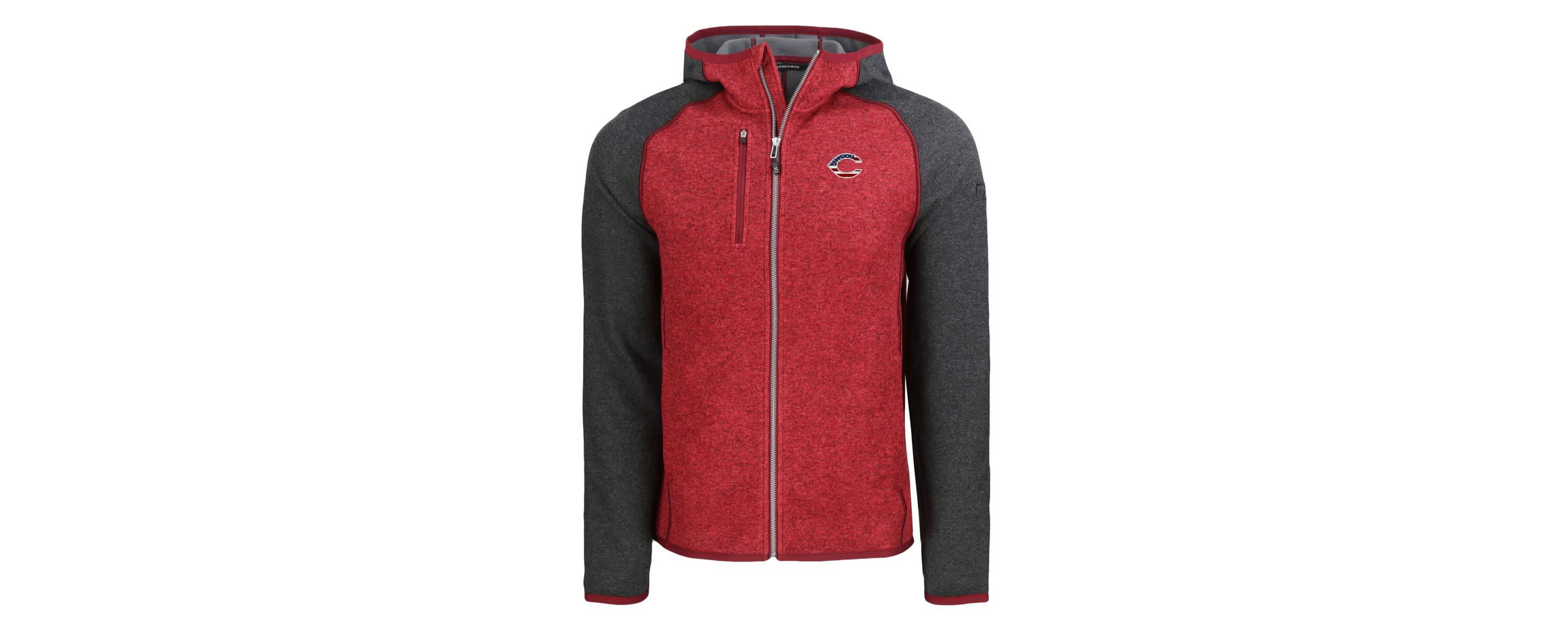 MLB Heather Red/Heather Cincinnati Reds Stars & Stripes Mainsail Sweater-Knit Full-Zip Hoodie