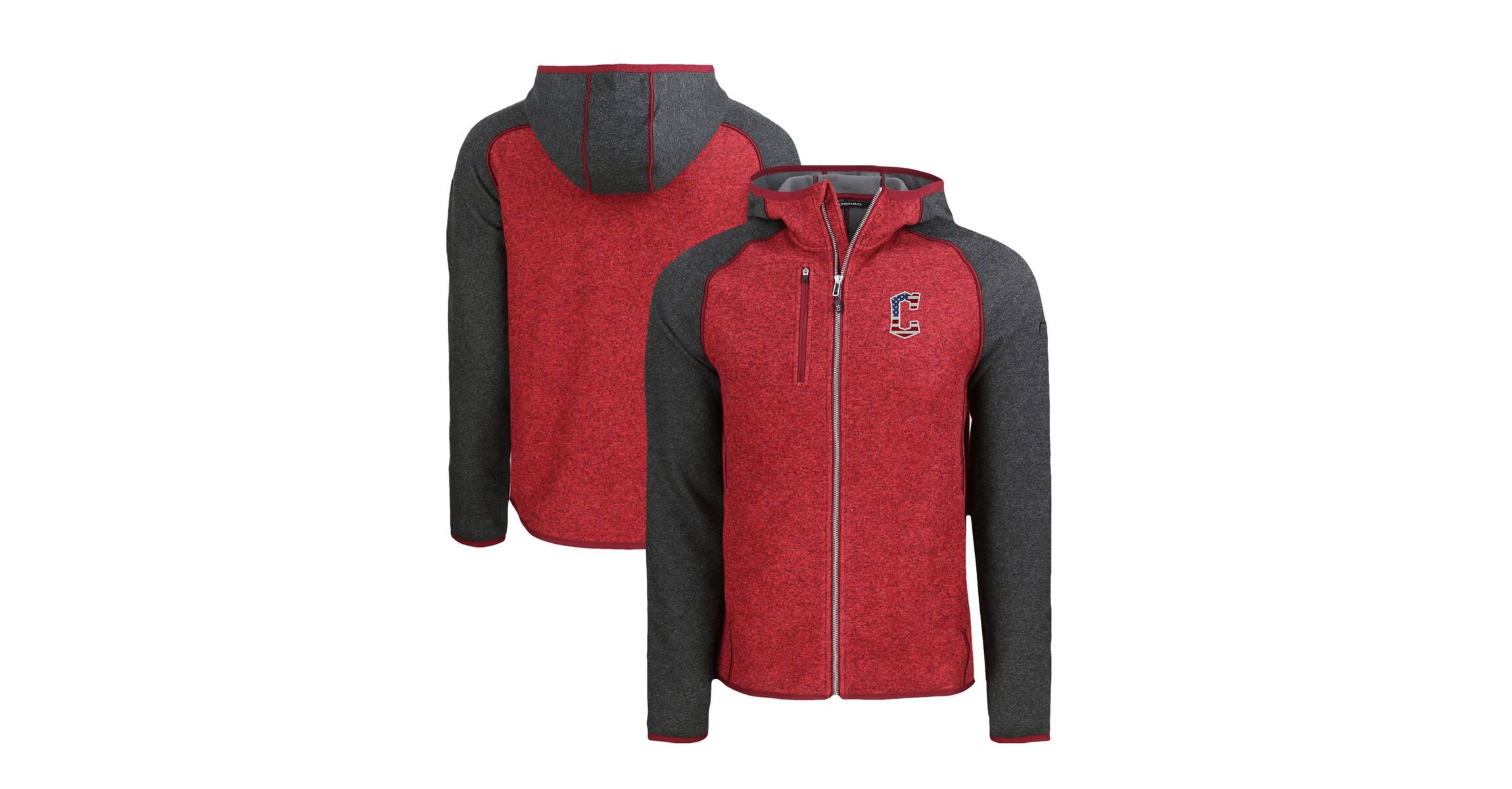 MLB Heather Red/Heather Cleveland Guardians Stars & Stripes Mainsail Sweater-Knit Full-Zip Hoodie