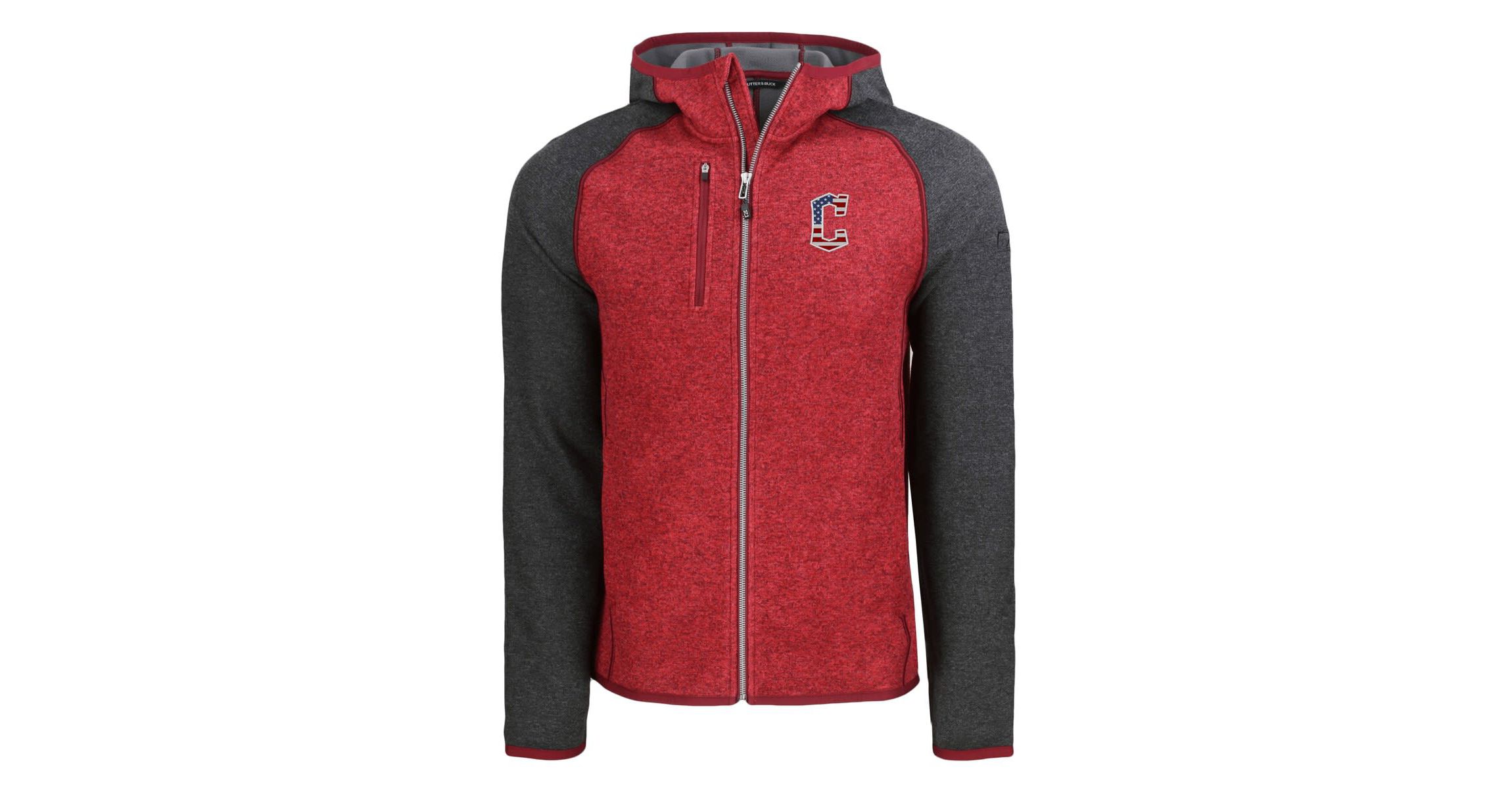 MLB Heather Red/Heather Cleveland Guardians Stars & Stripes Mainsail Sweater-Knit Full-Zip Hoodie