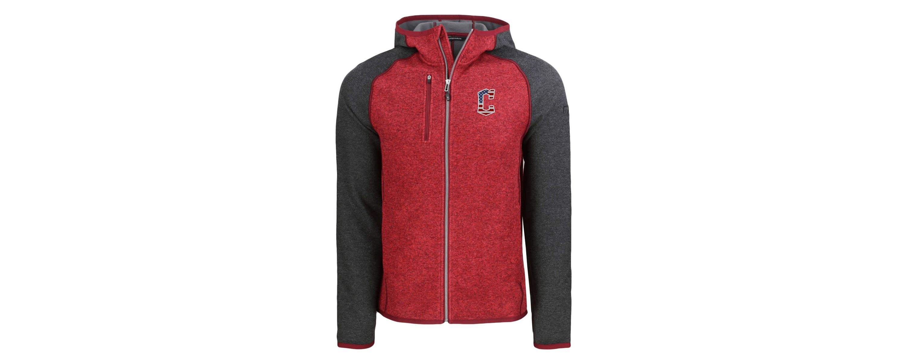 MLB Heather Red/Heather Cleveland Guardians Stars & Stripes Mainsail Sweater-Knit Full-Zip Hoodie