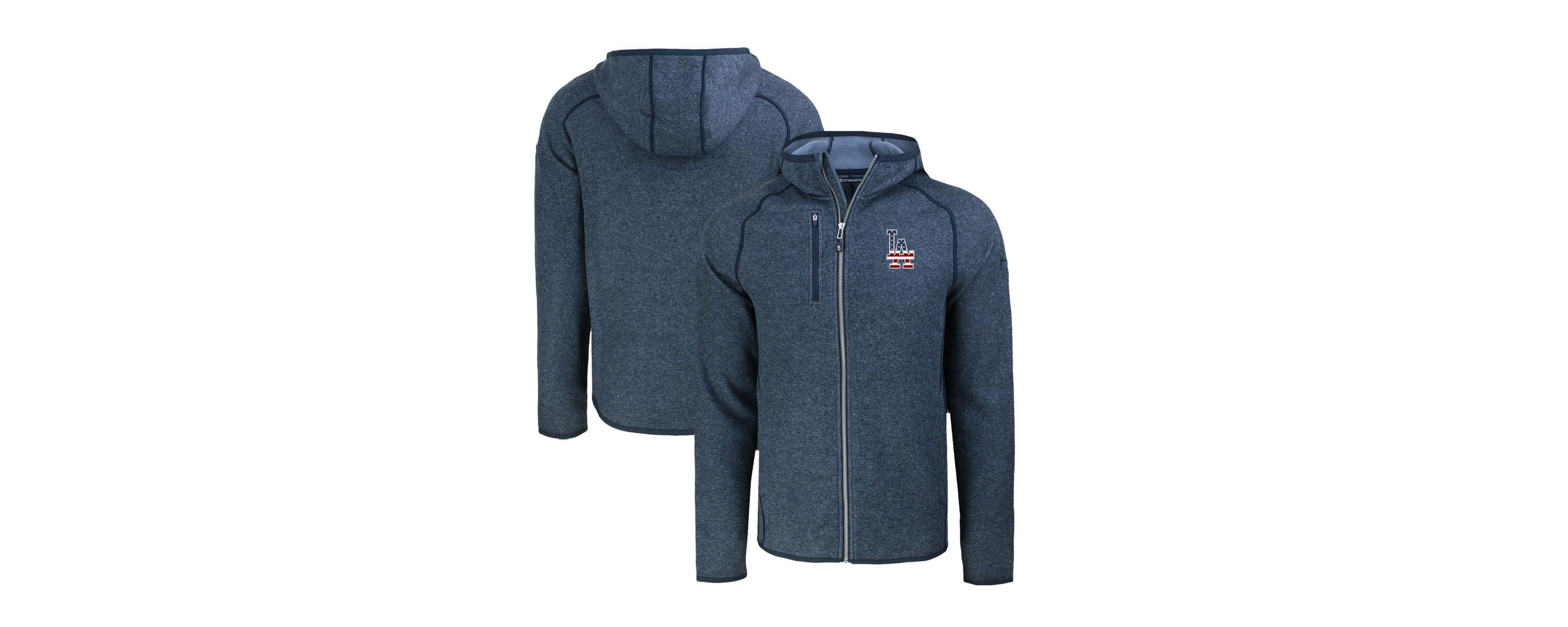 MLB Heather Los Angeles Dodgers Stars & Stripes Mainsail Sweater-Knit Full-Zip Hoodie