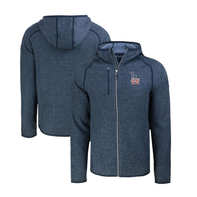 MLB Heather Los Angeles Dodgers Stars & Stripes Mainsail Sweater-Knit Full-Zip Hoodie