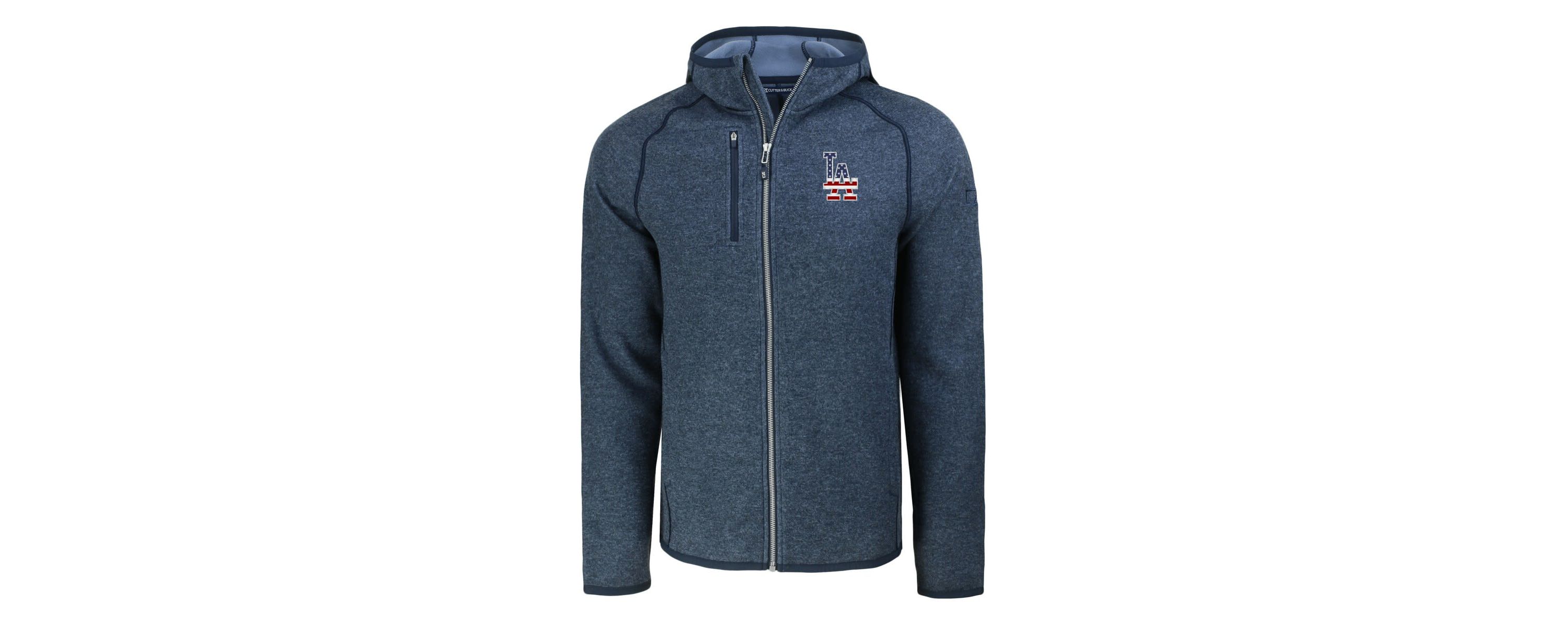 MLB Heather Los Angeles Dodgers Stars & Stripes Mainsail Sweater-Knit Full-Zip Hoodie