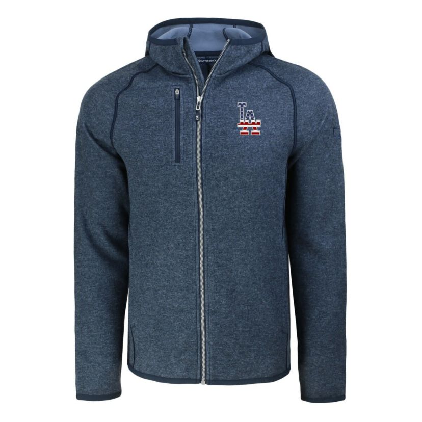 MLB Heather Los Angeles Dodgers Stars & Stripes Mainsail Sweater-Knit Full-Zip Hoodie