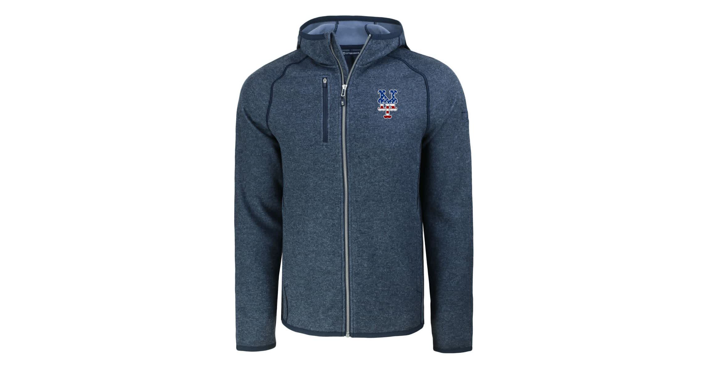MLB Heather New York Mets Stars & Stripes Mainsail Sweater-Knit Full-Zip Hoodie
