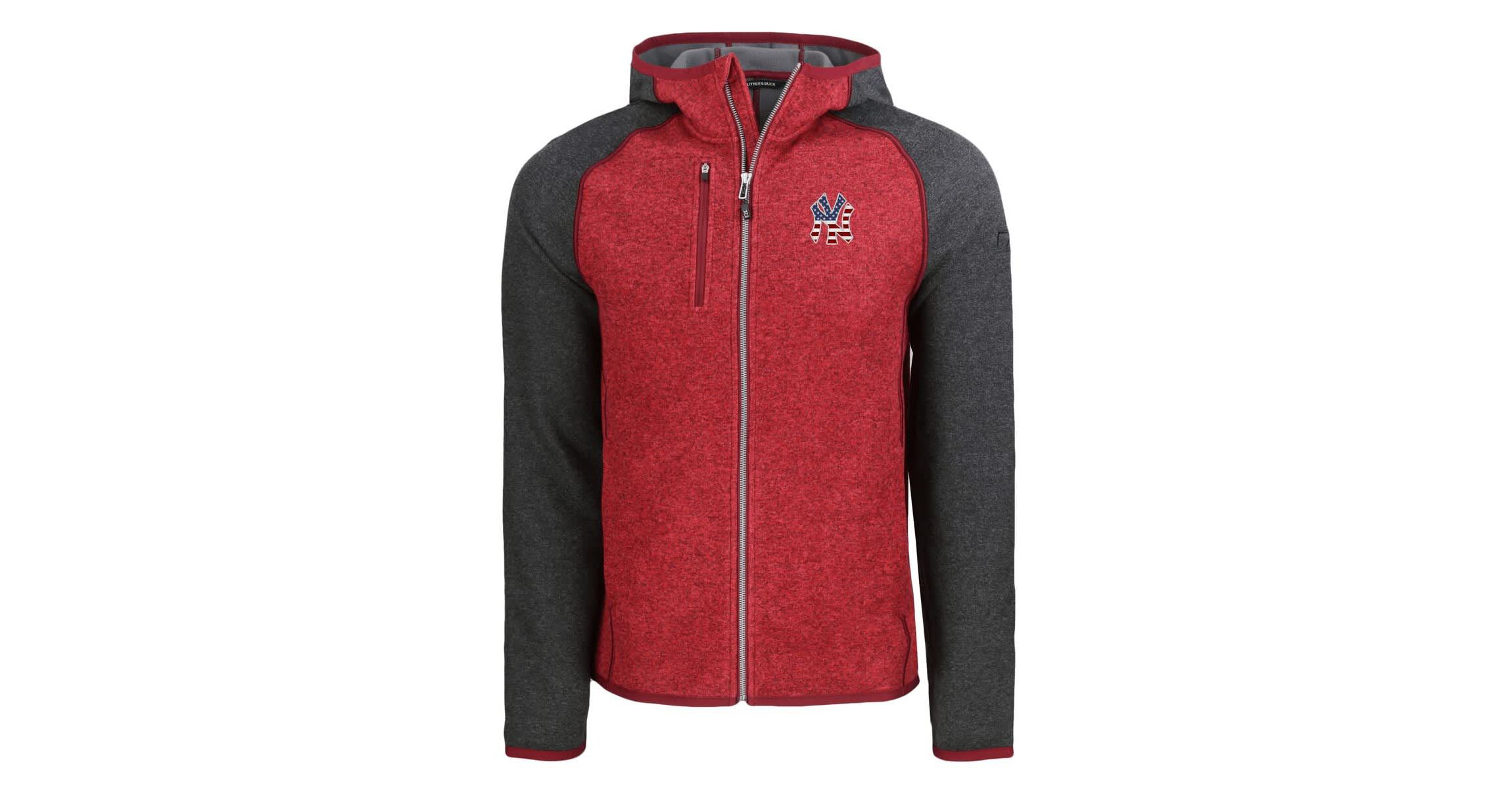 MLB Heather Red/Heather New York Yankees Stars & Stripes Mainsail Sweater-Knit Full-Zip Hoodie