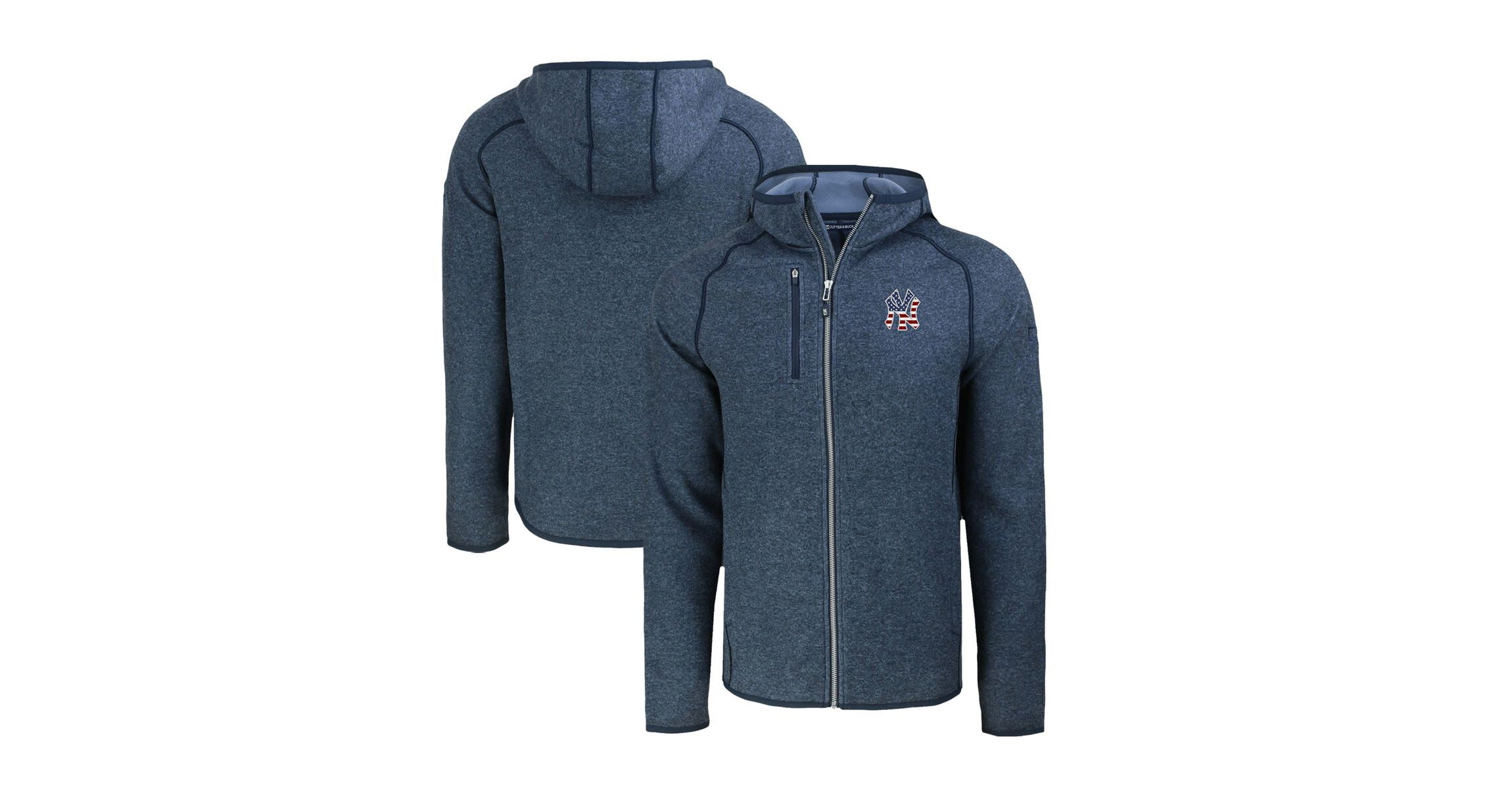 MLB Heather New York Yankees Stars & Stripes Mainsail Sweater-Knit Full-Zip Hoodie