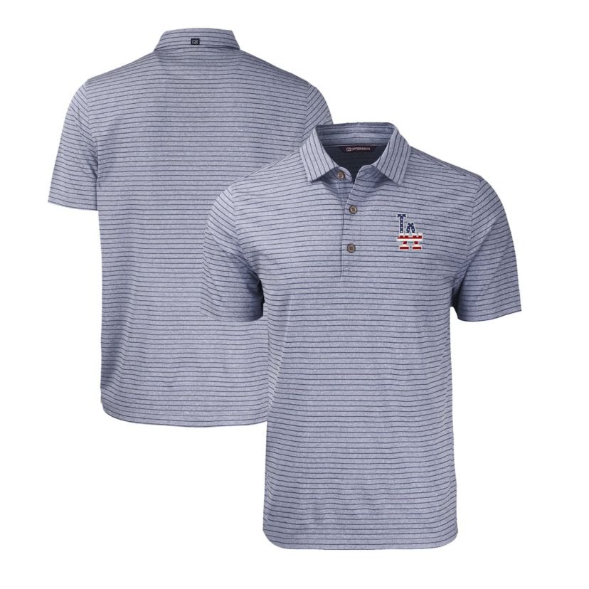 MLB Los Angeles Dodgers Stars & Stripes Forge Eco Stripe Stretch Recycled Polo