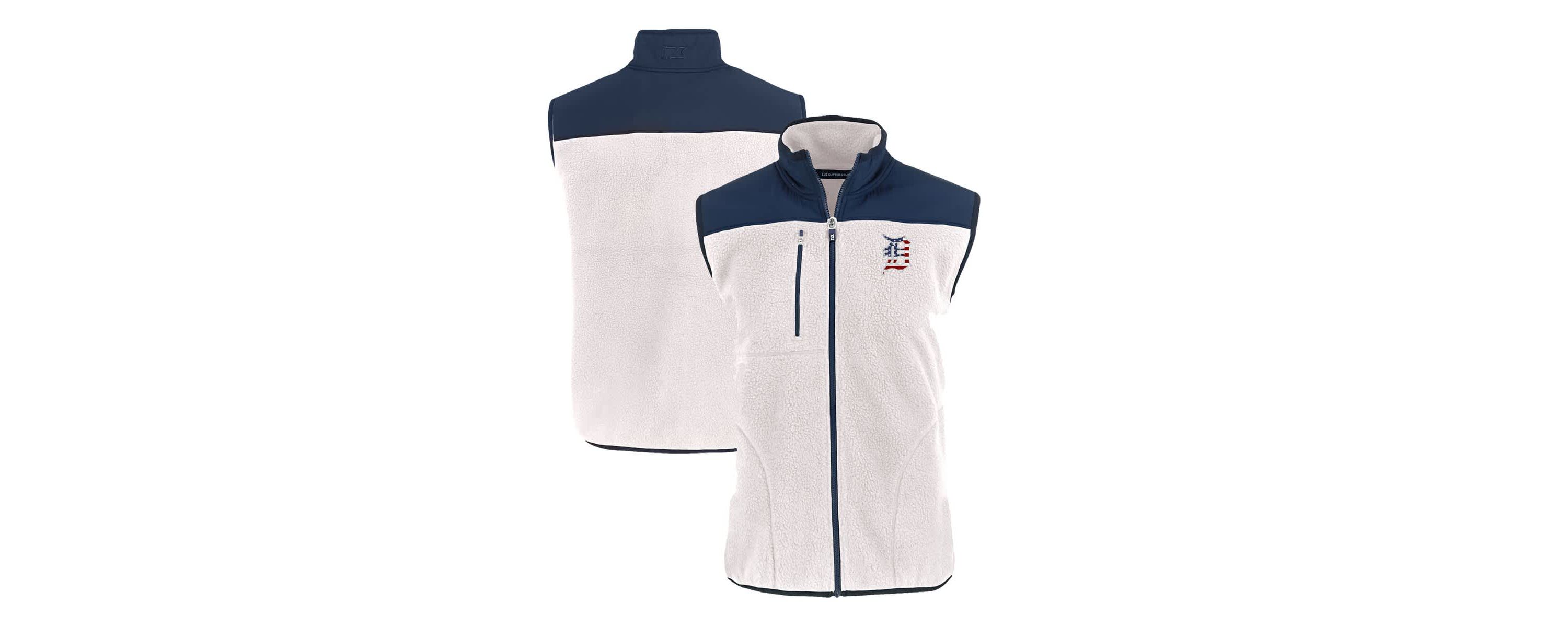 MLB Detroit Tigers Stars & Stripes Cascade Eco Sherpa Fleece Full-Zip Vest