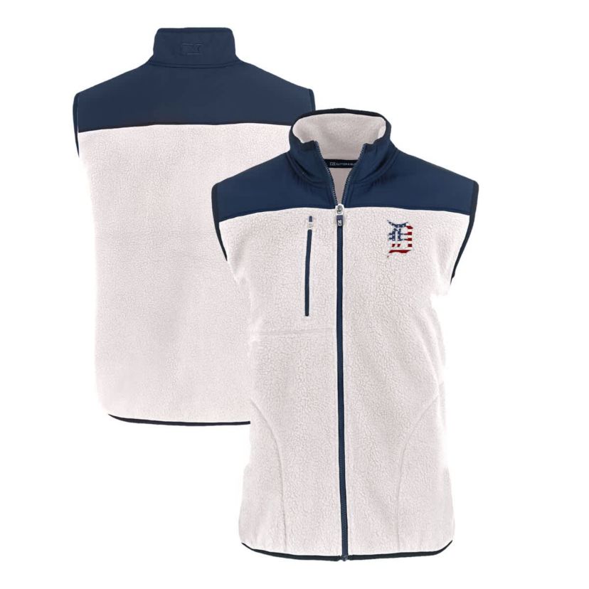 MLB Detroit Tigers Stars & Stripes Cascade Eco Sherpa Fleece Full-Zip Vest
