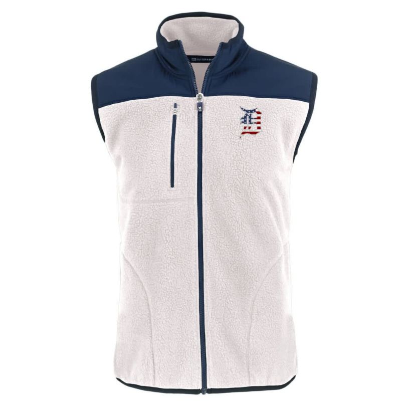 MLB Detroit Tigers Stars & Stripes Cascade Eco Sherpa Fleece Full-Zip Vest