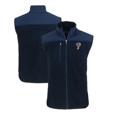 Cutter & Buck Men's MLB Philadelphia Phillies Stars & Stripes Cascade Eco Sherpa Fleece Full-Zip Vest, Navy Blue, XL