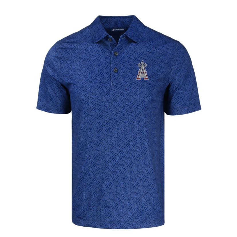 MLB Los Angeles Angels Stars & Stripes Pike Eco Pebble Print Stretch Recycled Polo