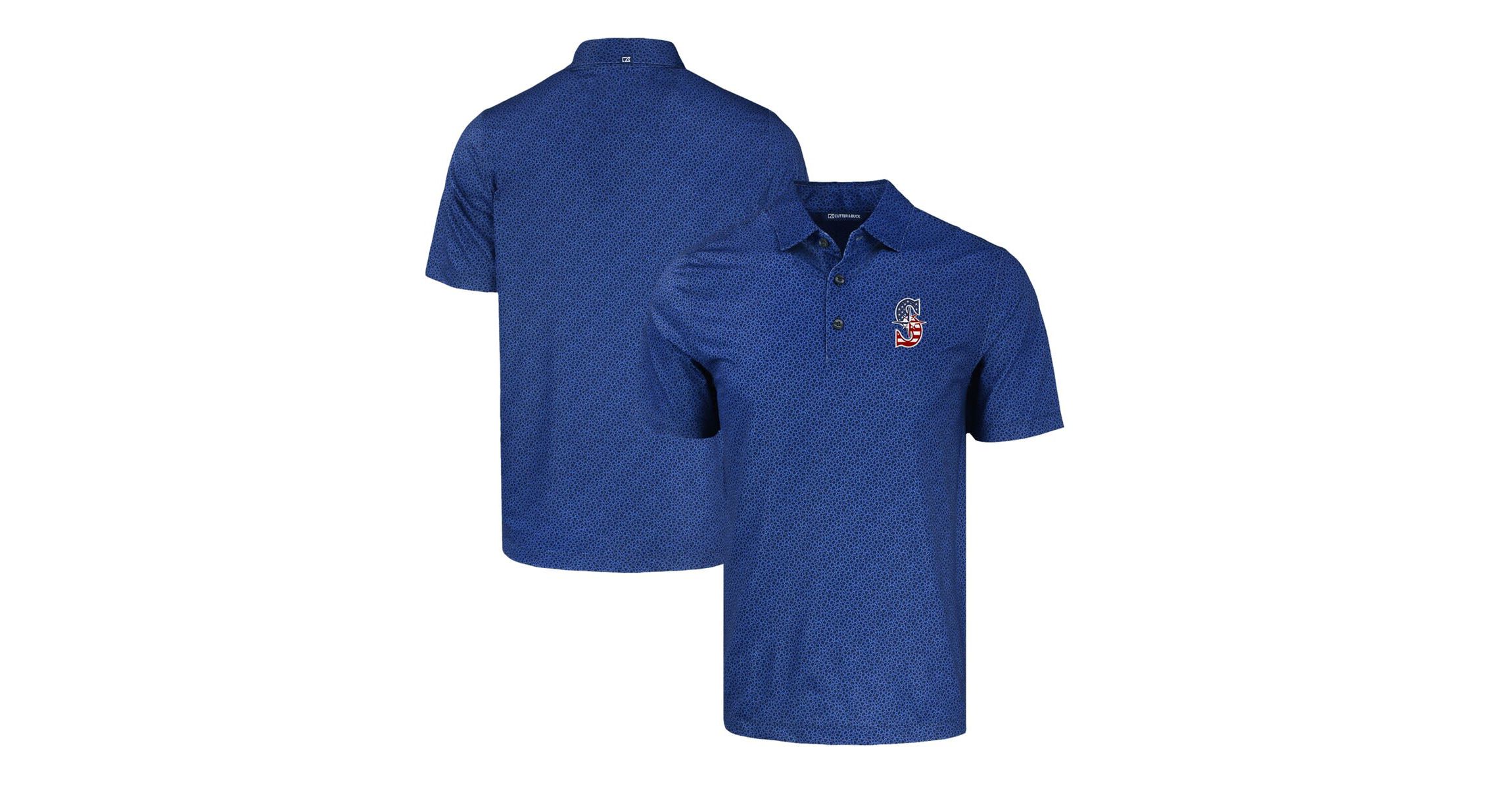 MLB Seattle Mariners Stars & Stripes Pike Eco Pebble Print Stretch Recycled Polo