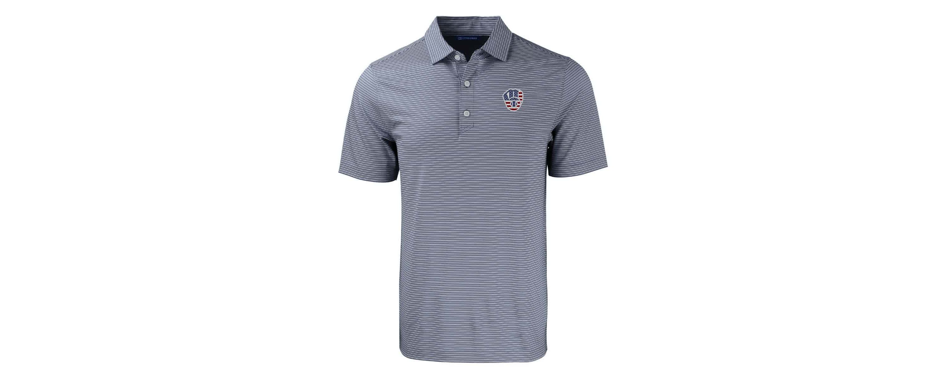 MLB Milwaukee Brewers Stars & Stripes Forge Eco Double Stripe Stretch Recycled Polo