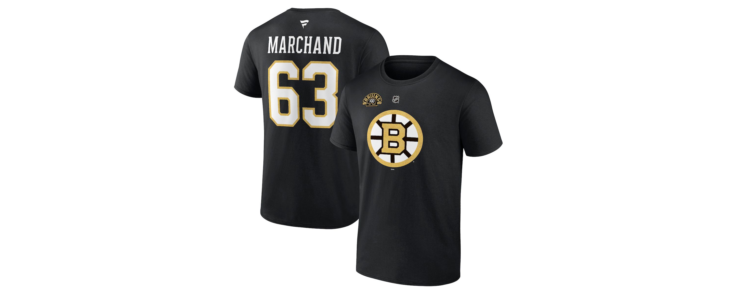 NHL Fanatics Brad Marchand Authentic Stack Name & Number T-Shirt
