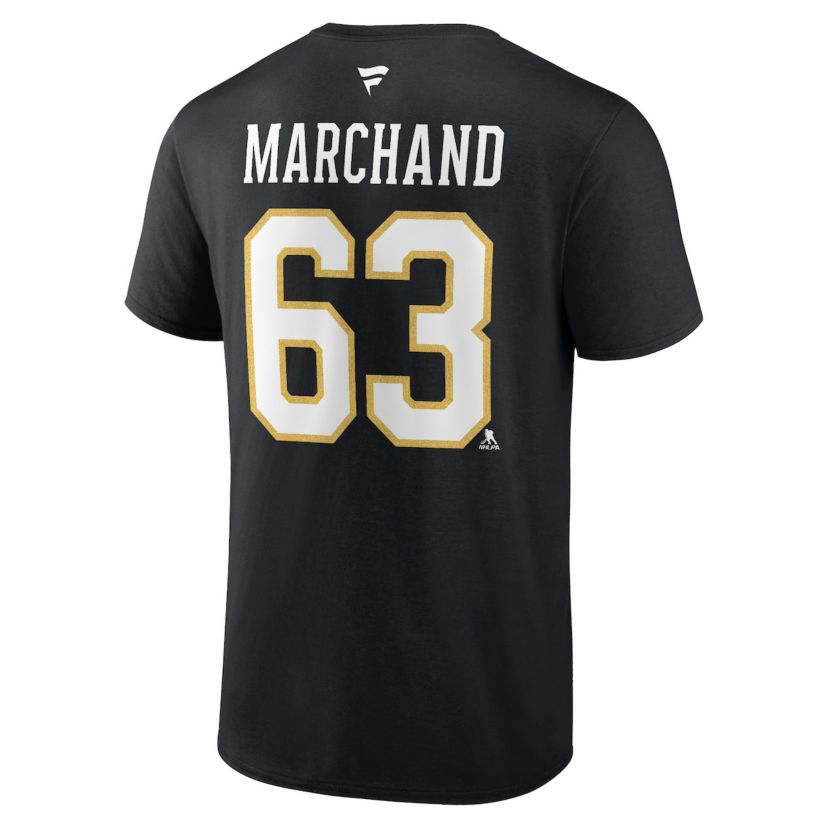 NHL Fanatics Brad Marchand Authentic Stack Name & Number T-Shirt