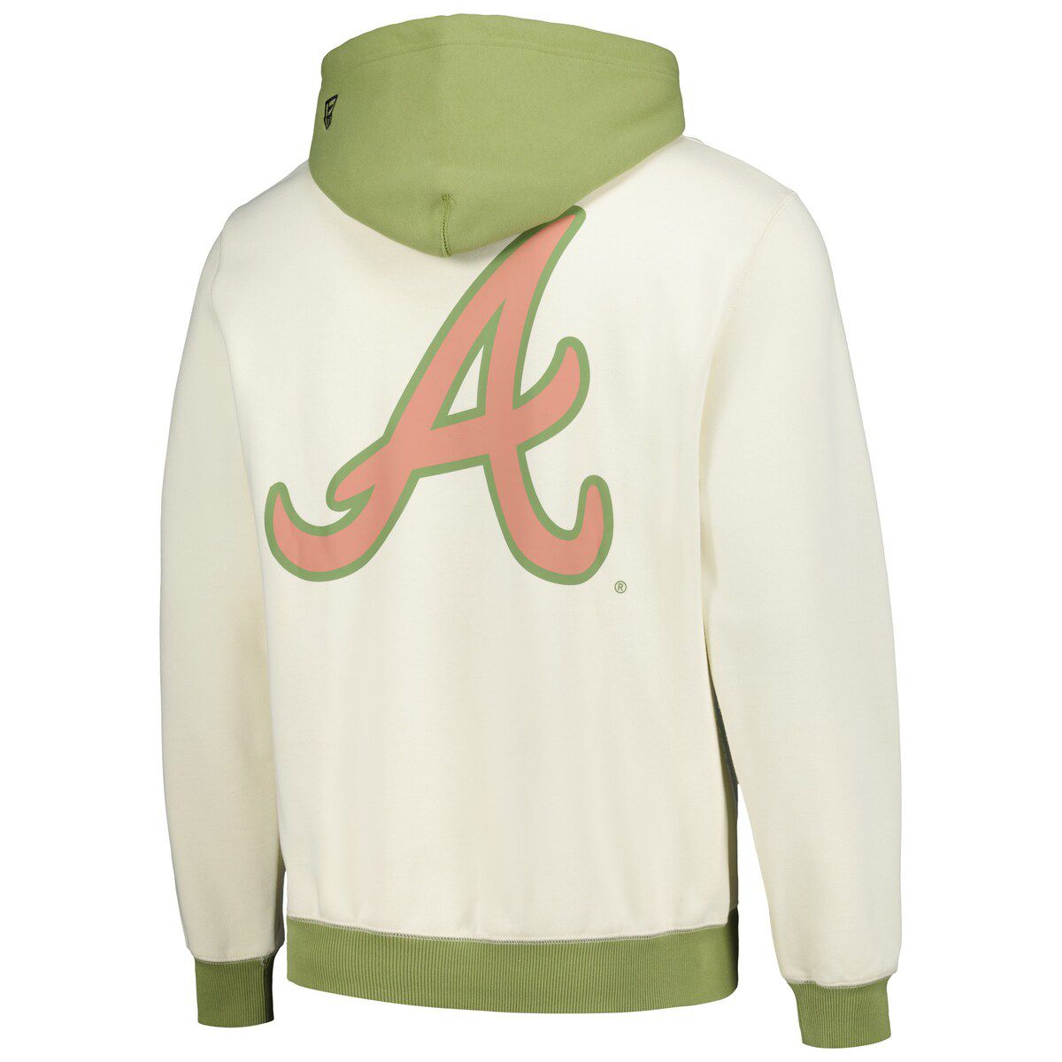MLB Cream/Green Atlanta Braves Color Pop Pullover Hoodie