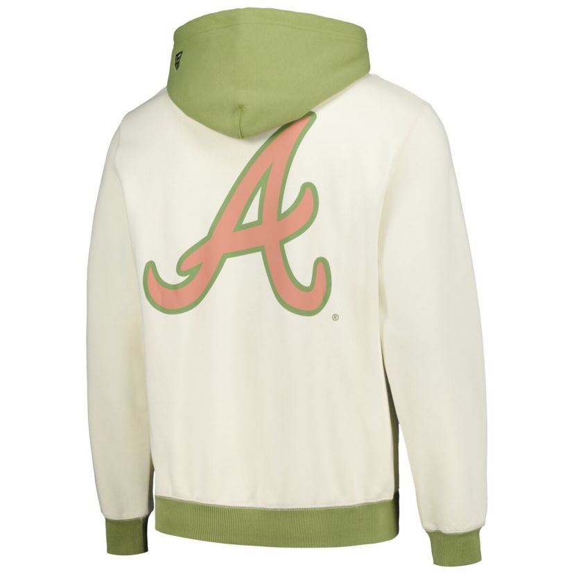 MLB Cream/Green Atlanta Braves Color Pop Pullover Hoodie
