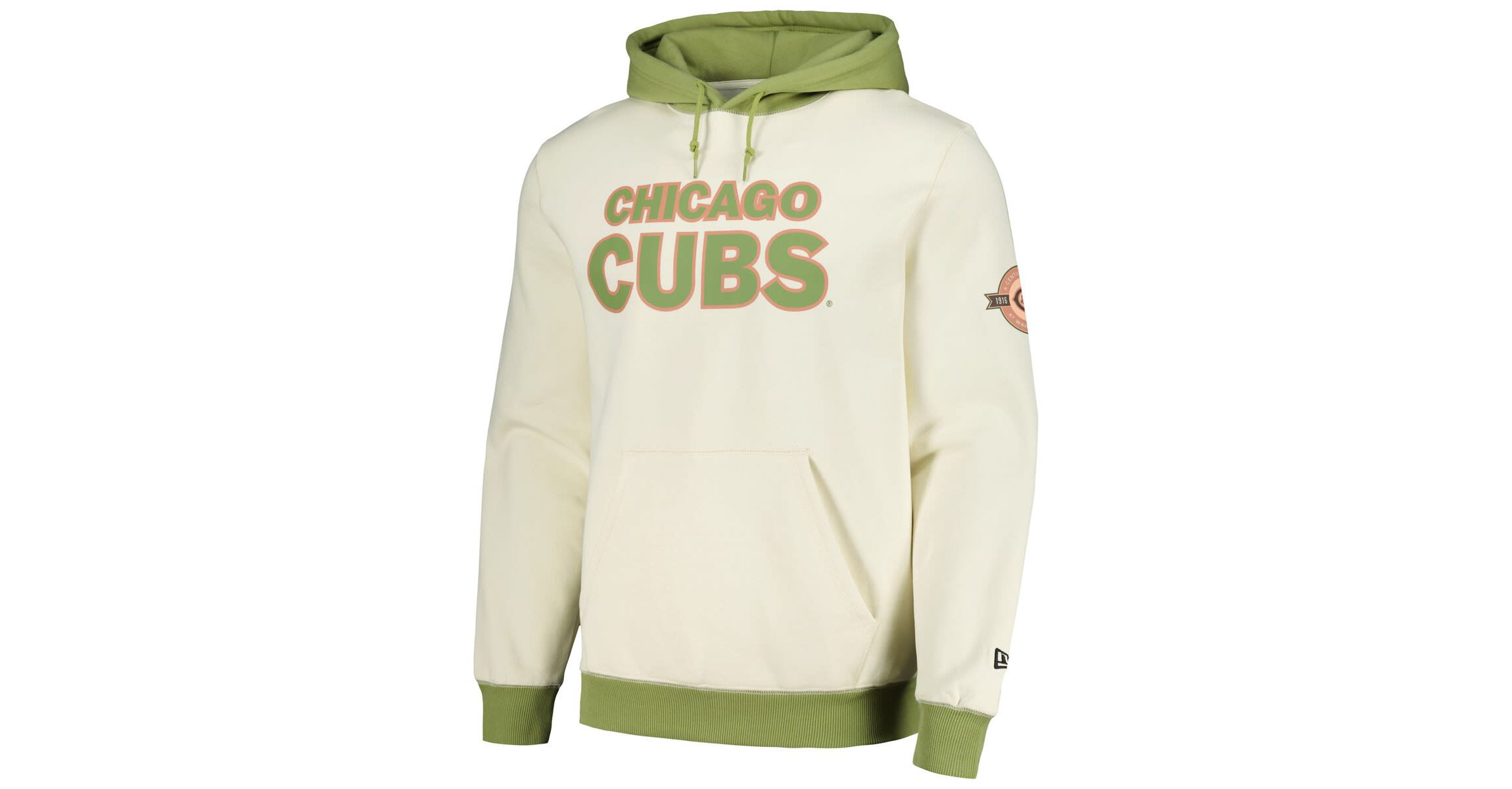 MLB Cream/Green Chicago Cubs Color Pop Pullover Hoodie