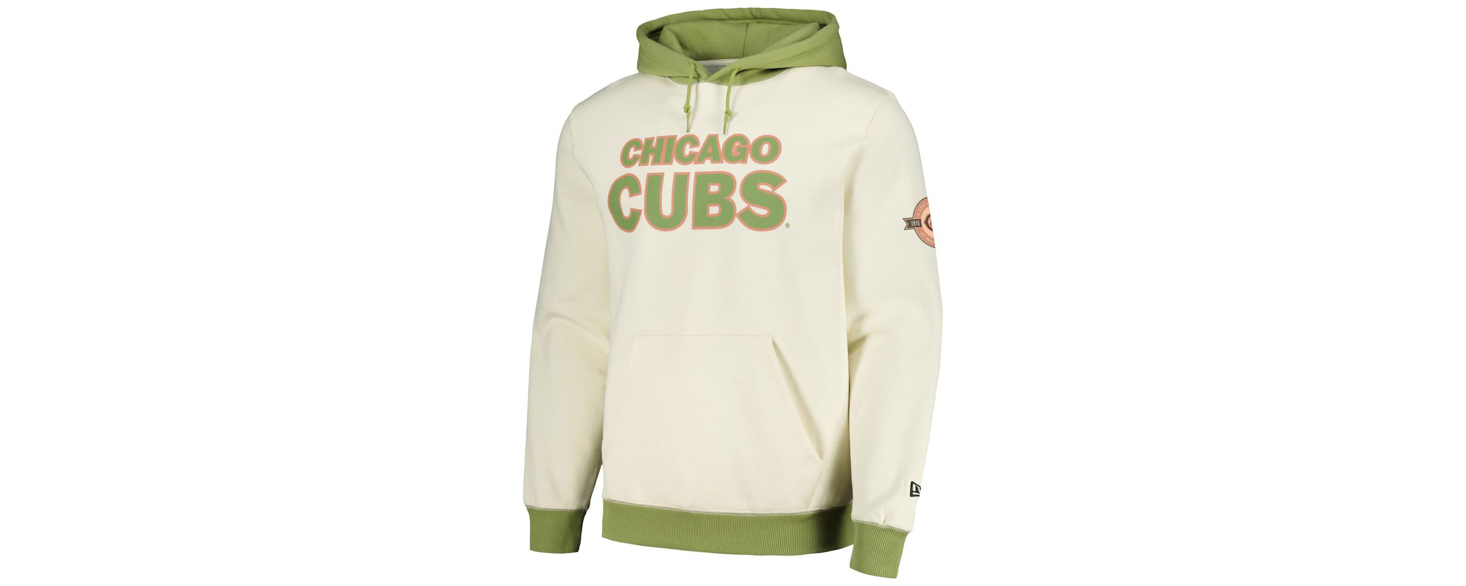 MLB Cream/Green Chicago Cubs Color Pop Pullover Hoodie