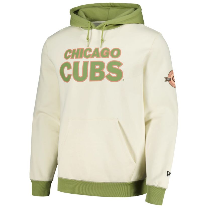 MLB Cream/Green Chicago Cubs Color Pop Pullover Hoodie