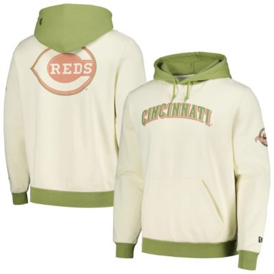 New Era Men's MLB Cream/Green Cincinnati Reds Color Pop Pullover Hoodie