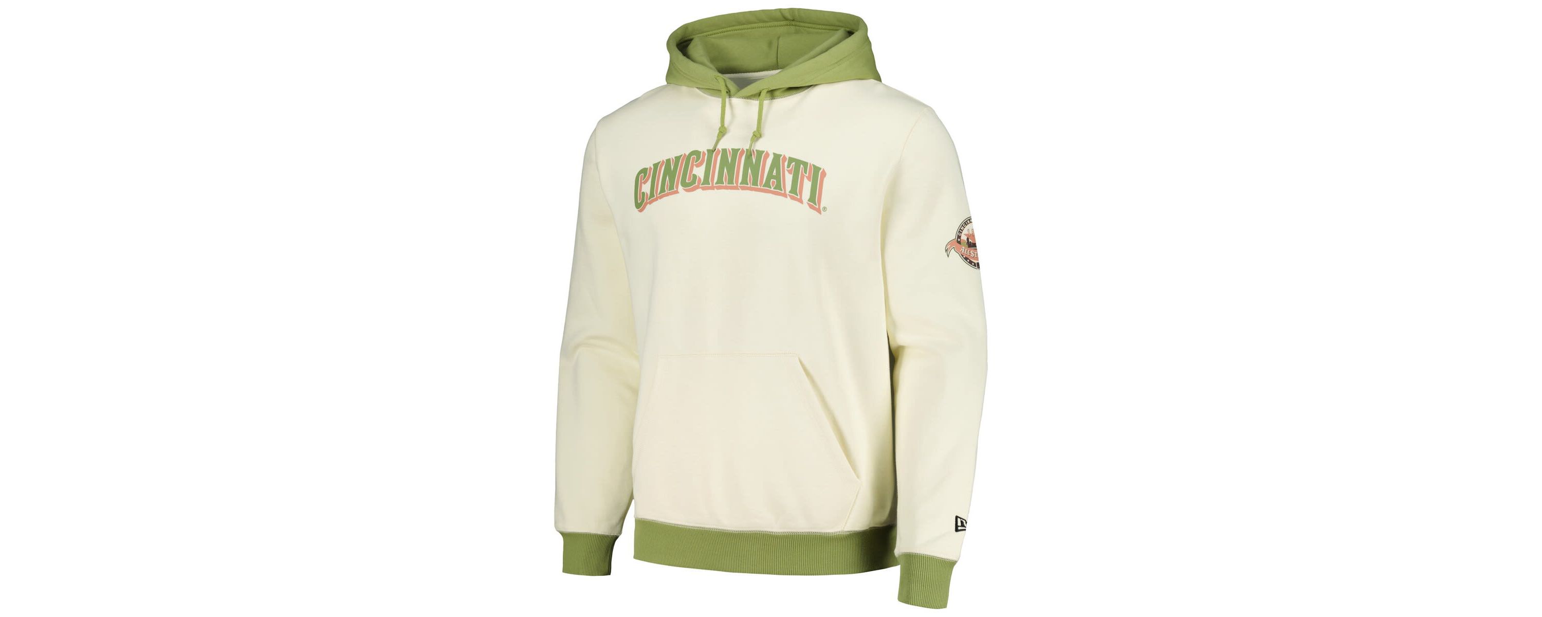MLB Cream/Green Cincinnati Reds Color Pop Pullover Hoodie