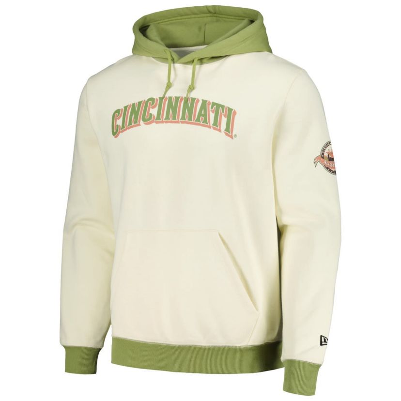 MLB Cream/Green Cincinnati Reds Color Pop Pullover Hoodie