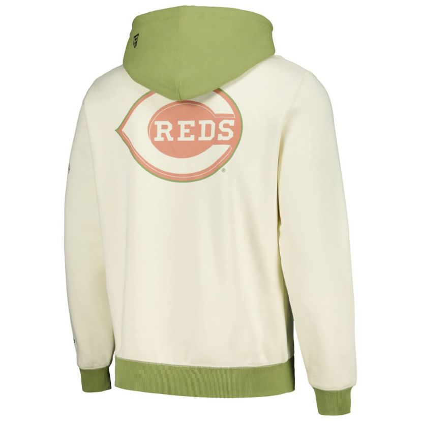 MLB Cream/Green Cincinnati Reds Color Pop Pullover Hoodie